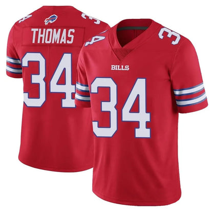 B.Bills #34 Thurman Thomas Player Red Vapor Limited Football Jerseys