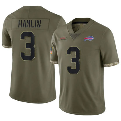 B.Bills #3 Damar Hamlin Player Salute To Service Olive Football Jerseys