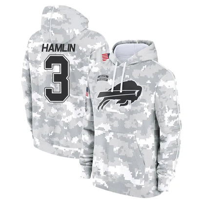 B.Bills #3 Damar Hamlin Player Salute to Service Hoodies Game Football Jerseys