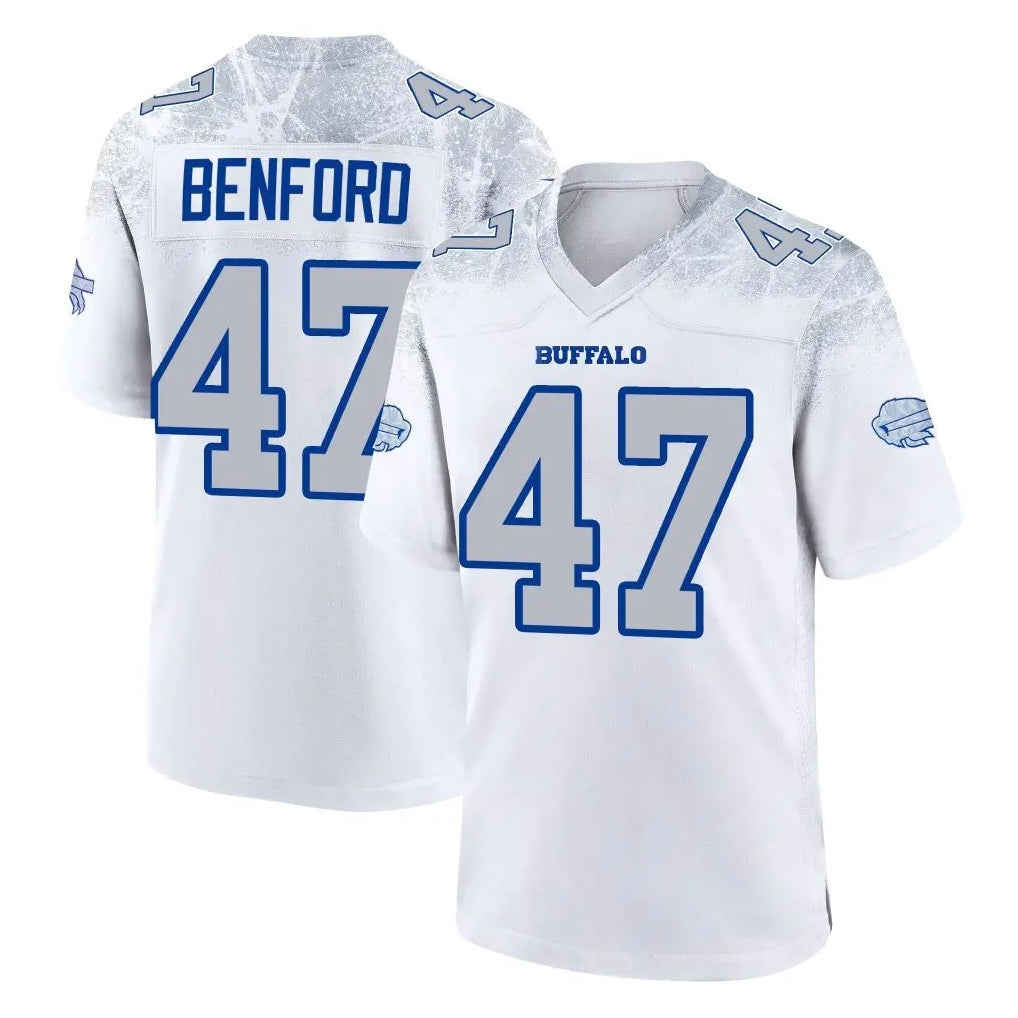B.Bills #47 Christian Benford Player White Rivalries Collection Limited Football Jerseys