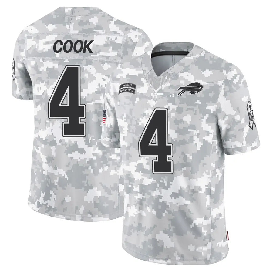 B.Bills #4 James Cook Player Arctic Camo Salute to Service Limited Football Jerseys