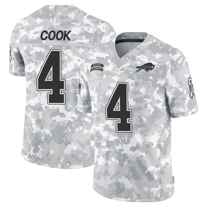 B.Bills #4 James Cook Player Arctic Camo Salute to Service Limited Football Jerseys