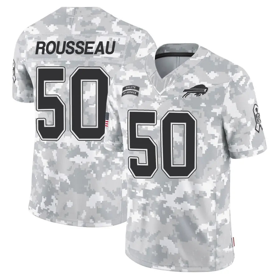 B.Bills #50 Gregory Rousseau Player Arctic Camo Salute to Service Limited Football Jerseys