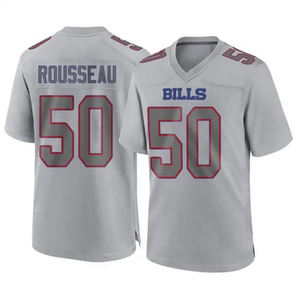 B.Bills #50 Gregory Rousseau Player Gray Replica Game Football Jerseys