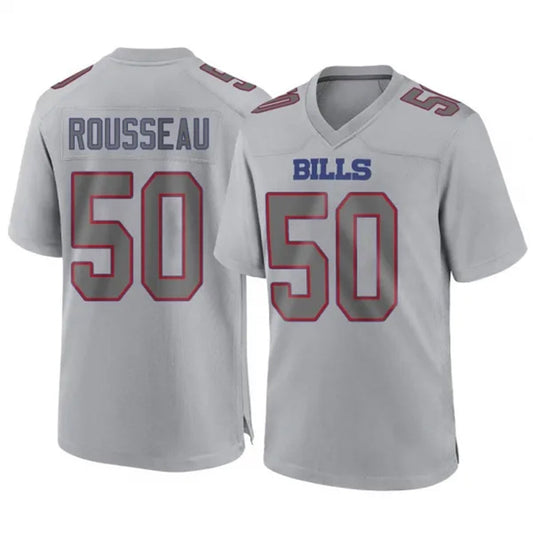 B.Bills #50 Gregory Rousseau Player Gray Replica Game Football Jerseys