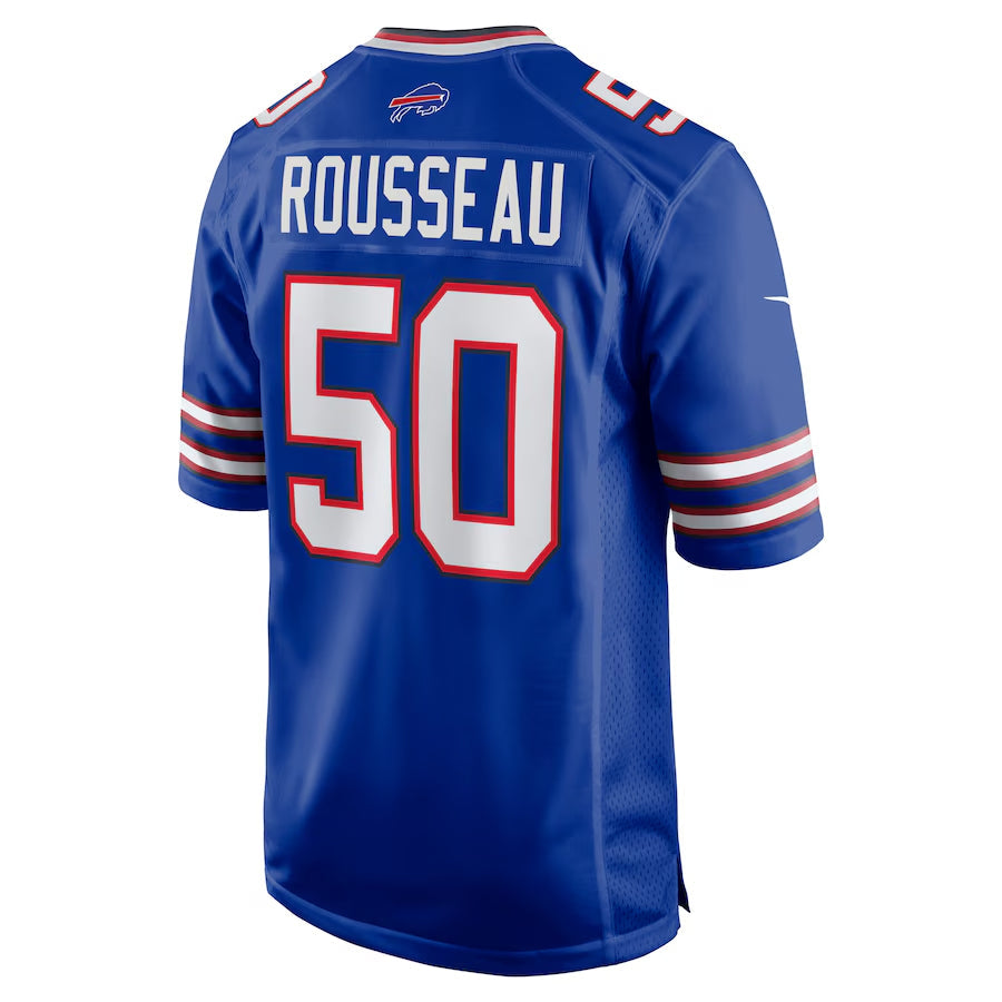 B.Bills #50 Gregory Rousseau Player Royal Home Game Football Jerseys