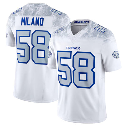 B.Bills #58 Matt Milano Player White Rivalries Collection Vapor Limited Football Jerseys