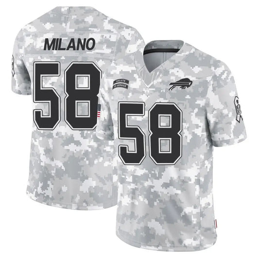 B.Bills #58 Matt Milano Player Arctic Camo Salute to Service Limited Football Jerseys