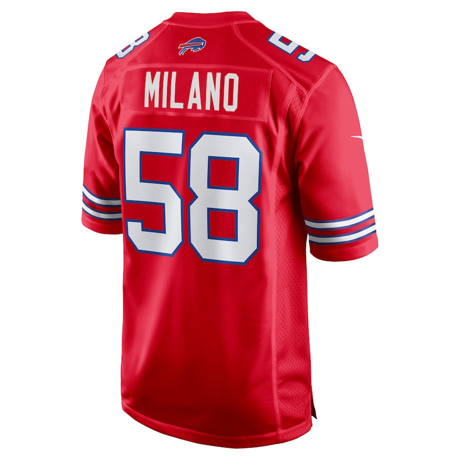 B.Bills #58 Matt Milano Player Red Home Game Football Jerseys