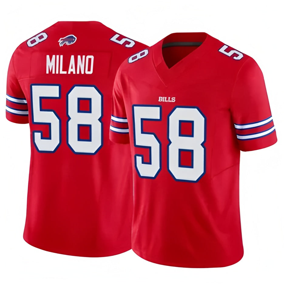 B.Bills #58 Matt Milano Player Vapor F.U.S.E. Limited Red Football Jerseys