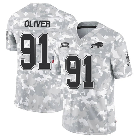 B.Bills #91 Ed Oliver Player Arctic Camo Salute to Service Limited Football Jerseys