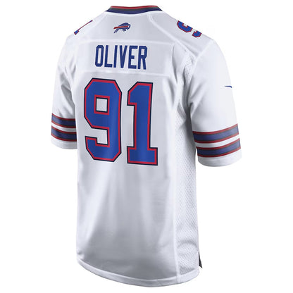B.Bills #91 Ed Oliver Player White Home Game Football Jerseys