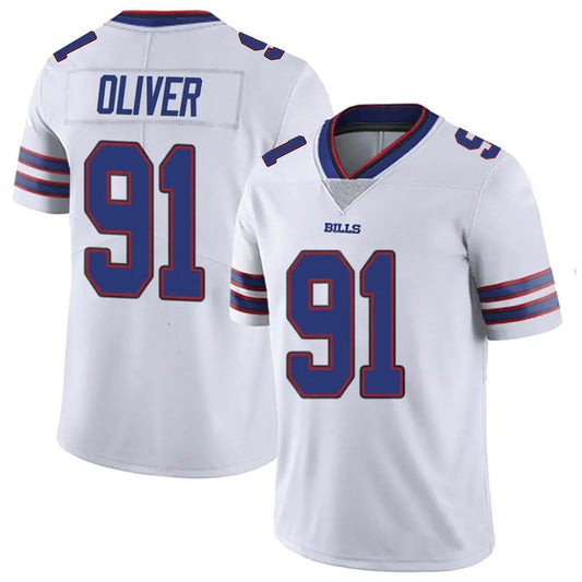 B.Bills #91 Ed Oliver Player White Vapor F.U.S.E. Limited Football Jerseys