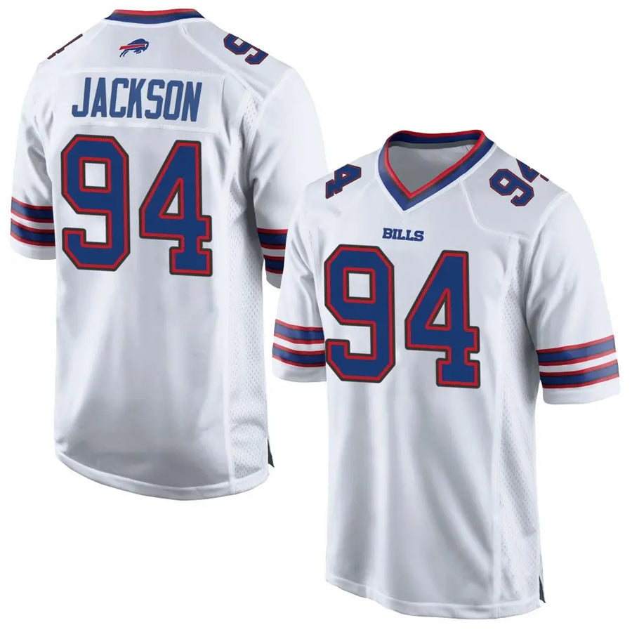 B.Bills #94 Landon Jackson Player White Home Game Football Jerseys