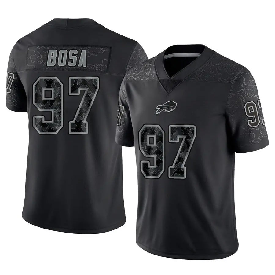 B.Bills #97 Joey Bosa Player Black RFLCTV Limited Football Jerseys