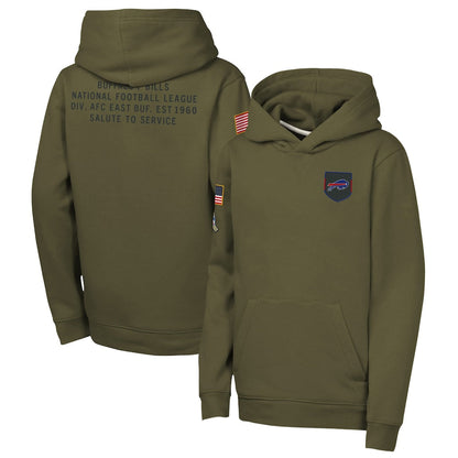 B.Bills Player Olive Salute to Service Club Fleece Hoodie Football Jerseys