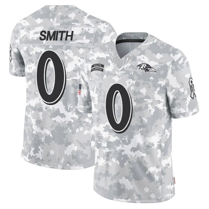 B.Ravens #0 Roquan Smith Player Arctic Camo Salute to Service Limited Football Jerseys
