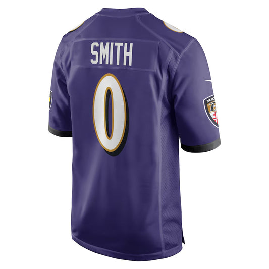 B.Ravens #0 Roquan Smith Player Purple Game Home Football Jerseys