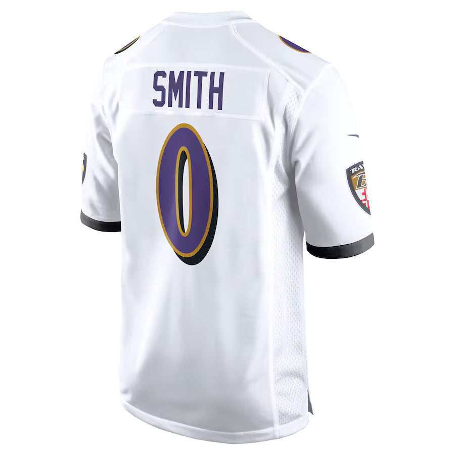 B.Ravens #0 Roquan Smith Player White Game Home Football Jerseys