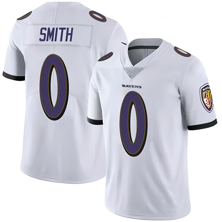 B.Ravens #0 Roquan Smith Player White Vapor F.U.S.E. Limited Football Jerseys