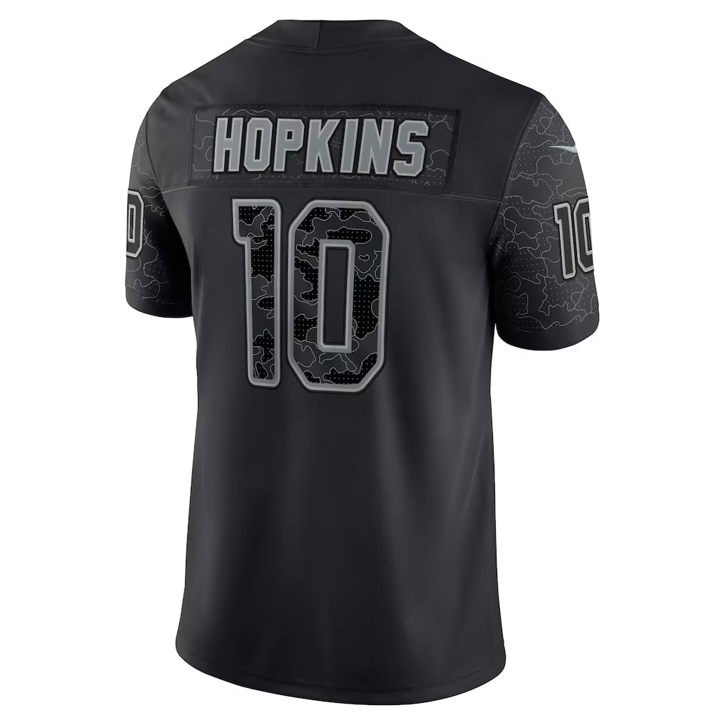 B.Ravens #10 DeAndre Hopkins Player Black REFLECTIVE Limited Football Jerseys