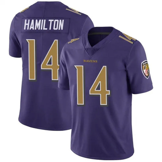 B.Ravens #14 Kyle Hamilton Player Limited Color Rush Vapor Untouchable Purple Football Jerseys