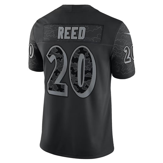 B.Ravens #20 Ed Reed Player Black RFLCTV Limited Football Jerseys