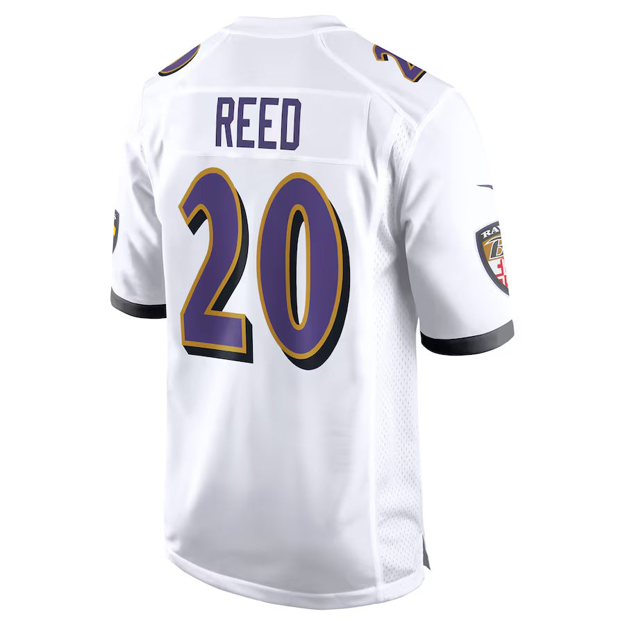 B.Ravens #20 Ed Reed Player White Game Home Football Jerseys