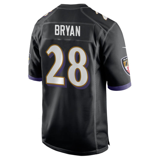 B.Ravens #28 Taven Bryan Player Black Home Game Football Jerseys