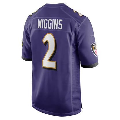 B.Ravens #2 Nate Wiggins Player Purple Game Football Jerseys