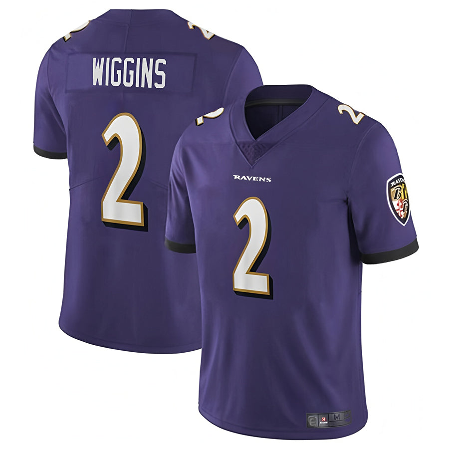 B.Ravens #2 Nate Wiggins Player Vapor F.U.S.E. Limited Purple Football Jerseys