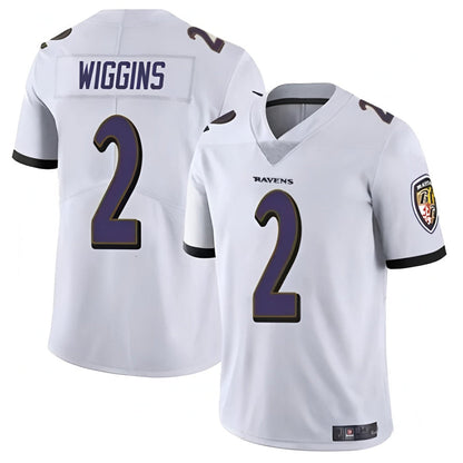 B.Ravens #2 Nate Wiggins Player Vapor F.U.S.E. Limited White Football Jerseys