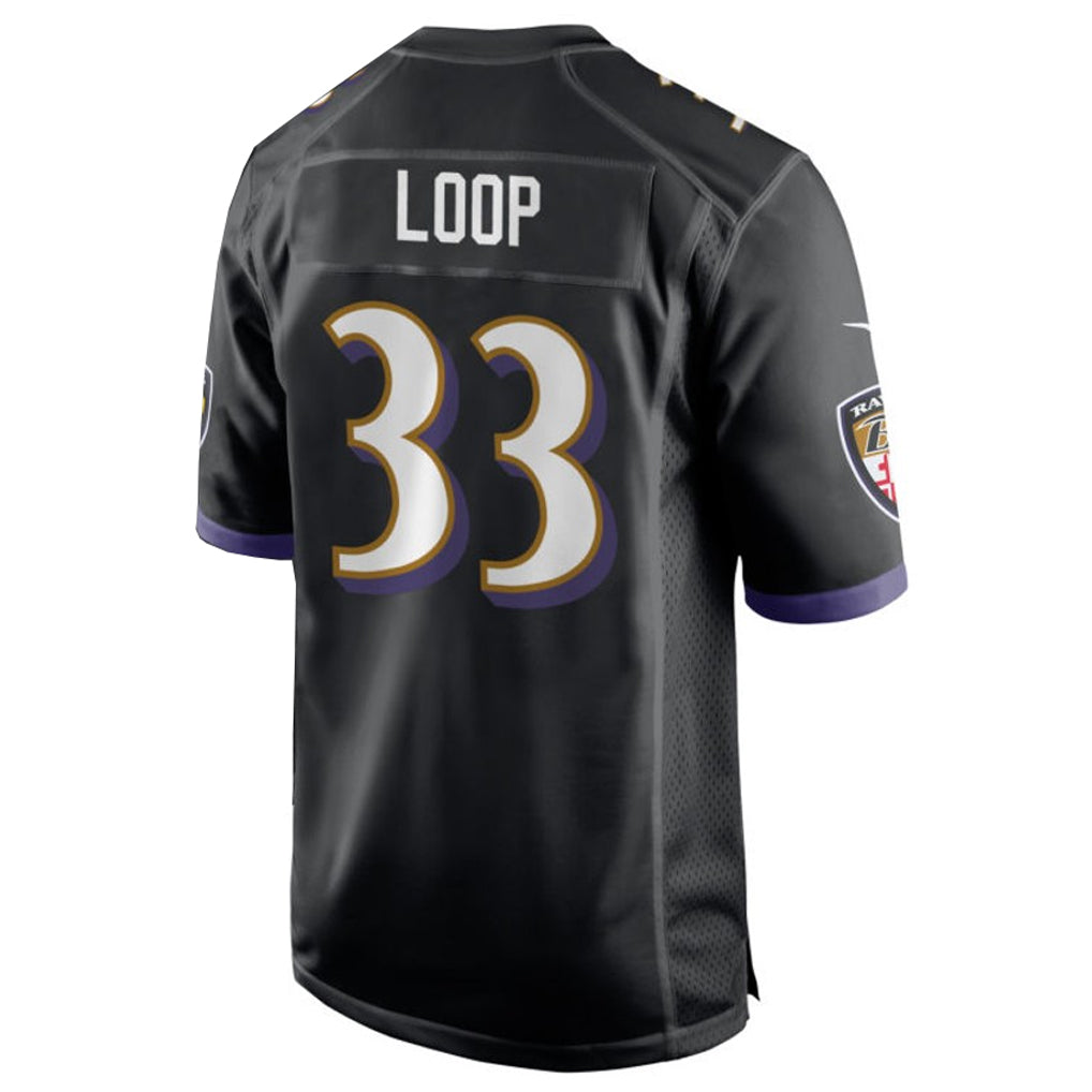 B.Ravens #33 Tyler Loop Player Black Home Game Football Jerseys