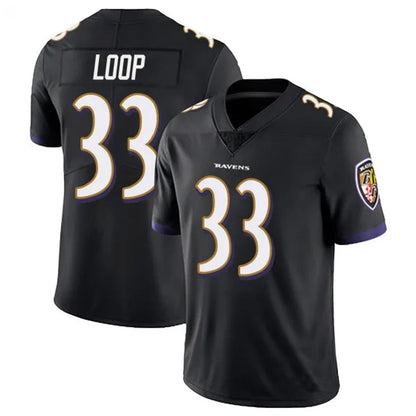 B.Ravens #33 Tyler Loop Player Black Vapor Limited Football Jerseys