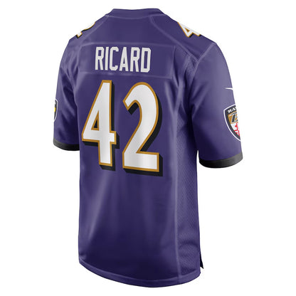 B.Ravens #42 Patrick Ricard Player Purple Home Game Football Jerseys