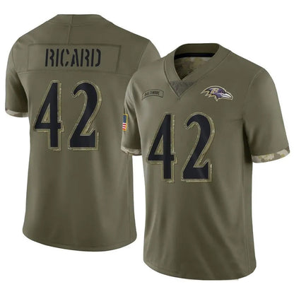 B.Ravens #42 Patrick Ricard Player Salute To Service Olive Football Jerseys