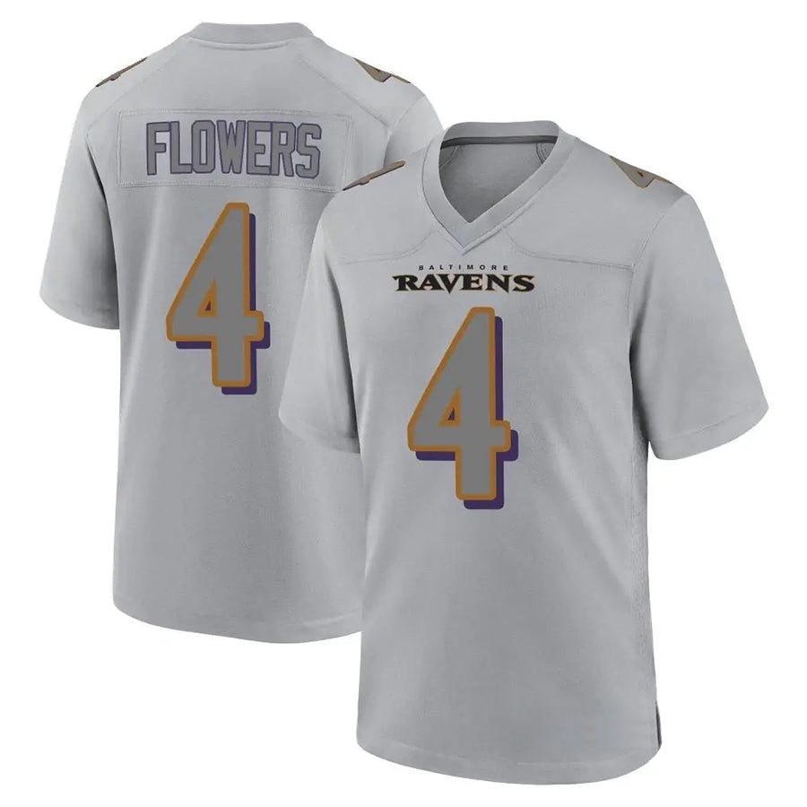 B.Ravens #4 Zay Flowers Player Color Rush Vapor Untouchable Gray Football Jerseys
