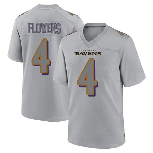 B.Ravens #4 Zay Flowers Player Color Rush Vapor Untouchable Gray Football Jerseys
