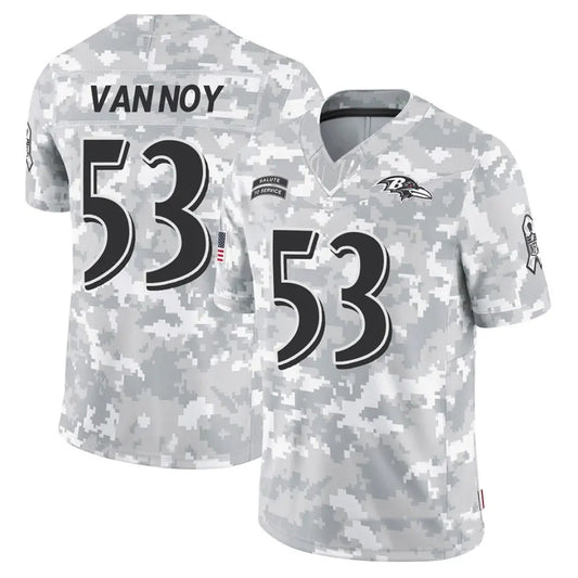 B.Ravens #53 Kyle Van Noy Player Arctic Camo Salute to Service Limited Football Jerseys