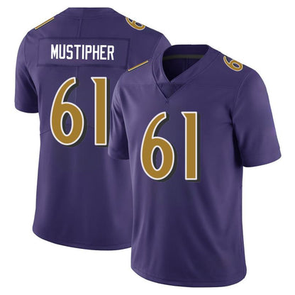 B.Ravens #61 Sam Mustipher Player Purple Vapor F.U.S.E. Limited Football Jerseys