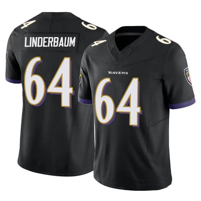 B.Ravens #64 Tyler Linderbaum Player Black Vapor F.U.S.E. Limited Football Jerseys