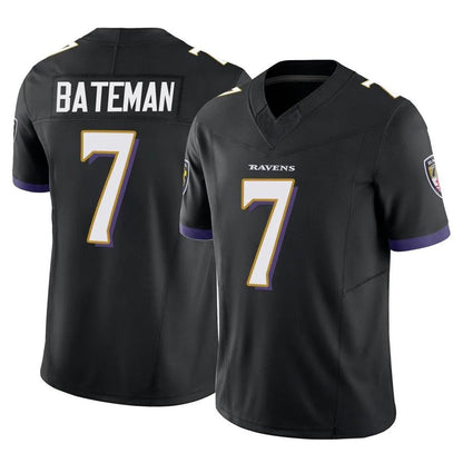 B.Ravens #7 Rashod Bateman Player Black Vapor F.U.S.E. Limited Football Jerseys