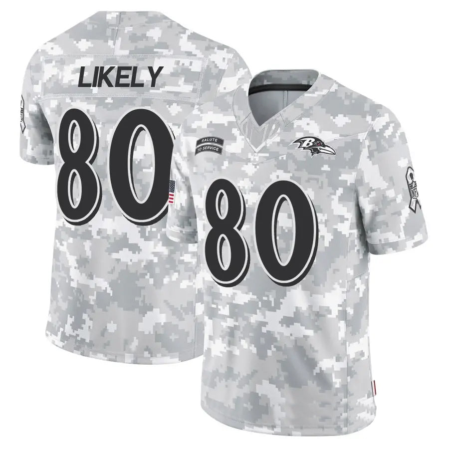B.Ravens #80 Isaiah Likely Player Arctic Camo Salute to Service Limited Football Jerseys