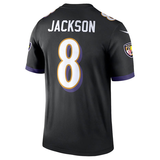 B.Ravens #8 Lamar Jackson Player Black Legend Performance Football Jerseys