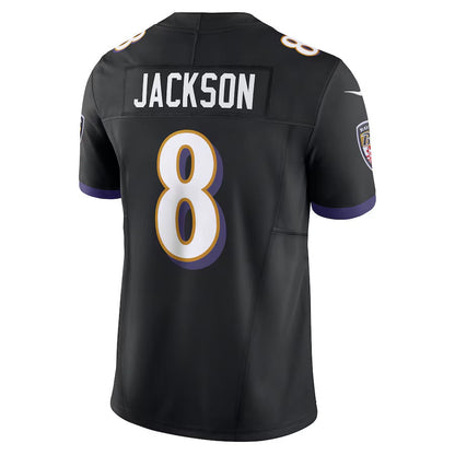 B.Ravens #8 Lamar Jackson Player Black Vapor F.U.S.E. Limited Football Jerseys