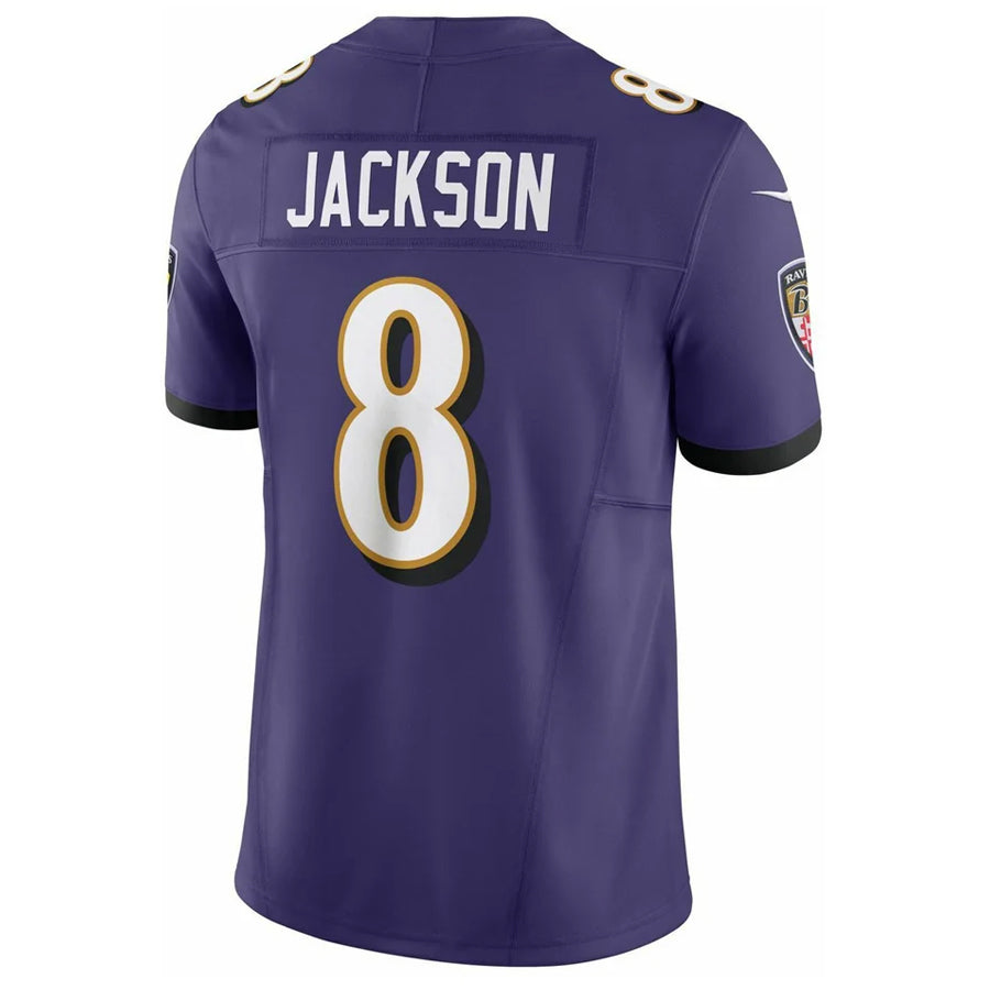 B.Ravens #8 Lamar Jackson Player Vapor F.U.S.E. Limited Purple Football Jerseys
