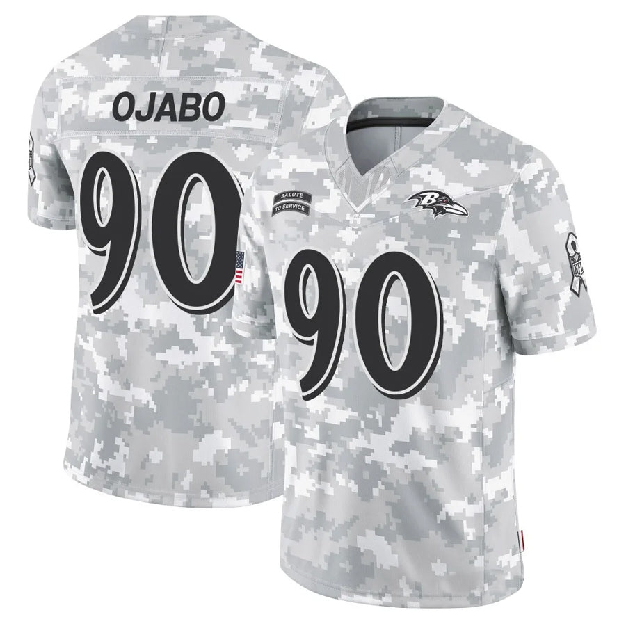 B.Ravens #90 David Ojabo Player Arctic Camo Salute to Service Limited Football Jerseys