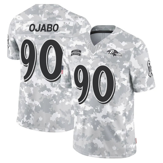 B.Ravens #90 David Ojabo Player Arctic Camo Salute to Service Limited Football Jerseys