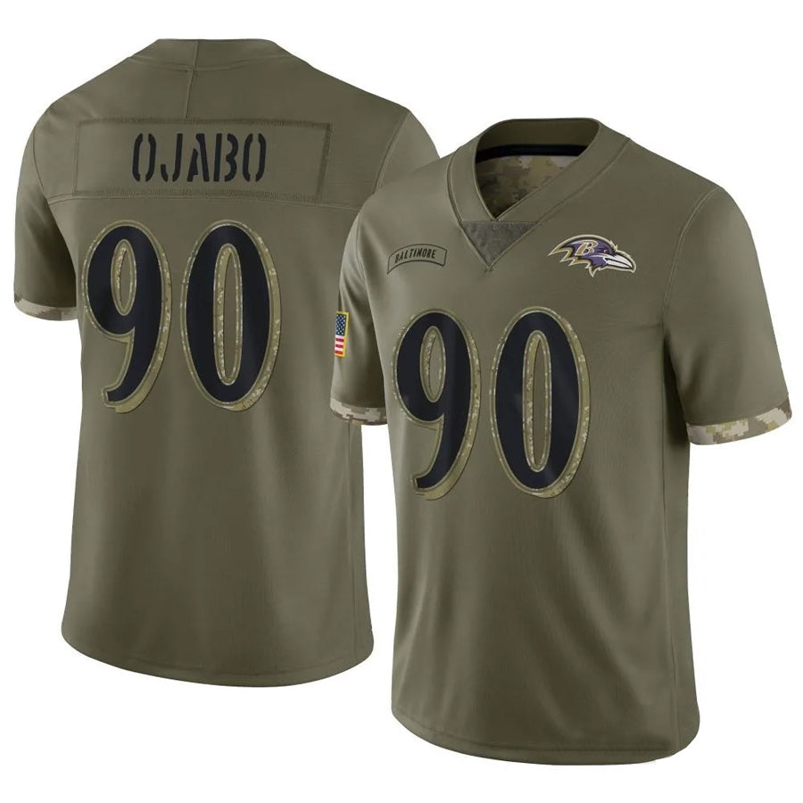 B.Ravens #90 David Ojabo Player Olive Salute To Service Limited Football Jerseys