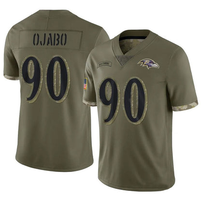 B.Ravens #90 David Ojabo Player Olive Salute To Service Limited Football Jerseys